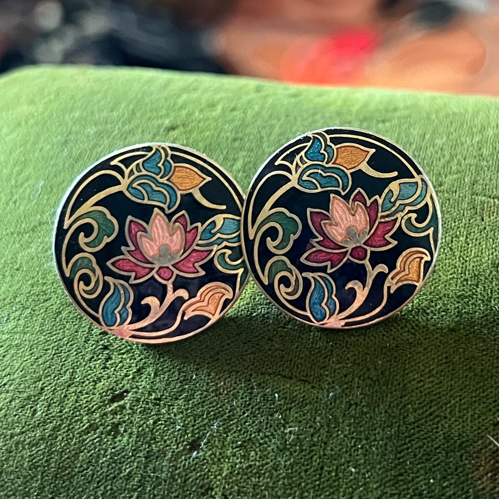 Vintage cloisonné stud earrings